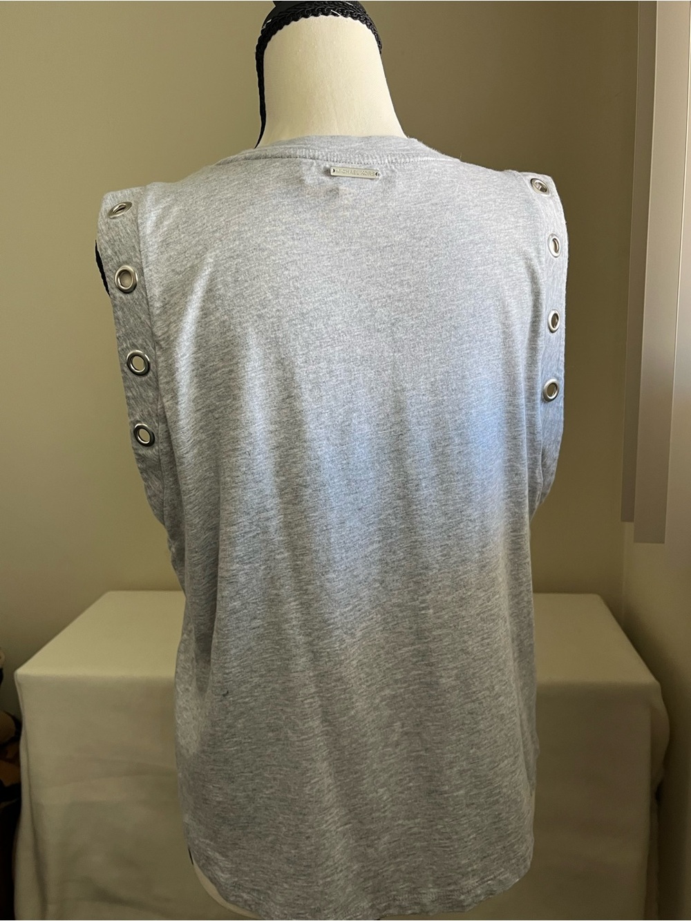 Michael Kors Heather Gray Grommet-Trim Sleeveless Tank - Picture 2 of 9